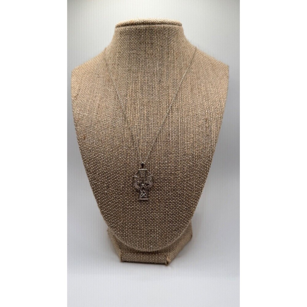 Celtic Cross Pendant Chain Necklace Fine 925 Sterling Silver Jewelry